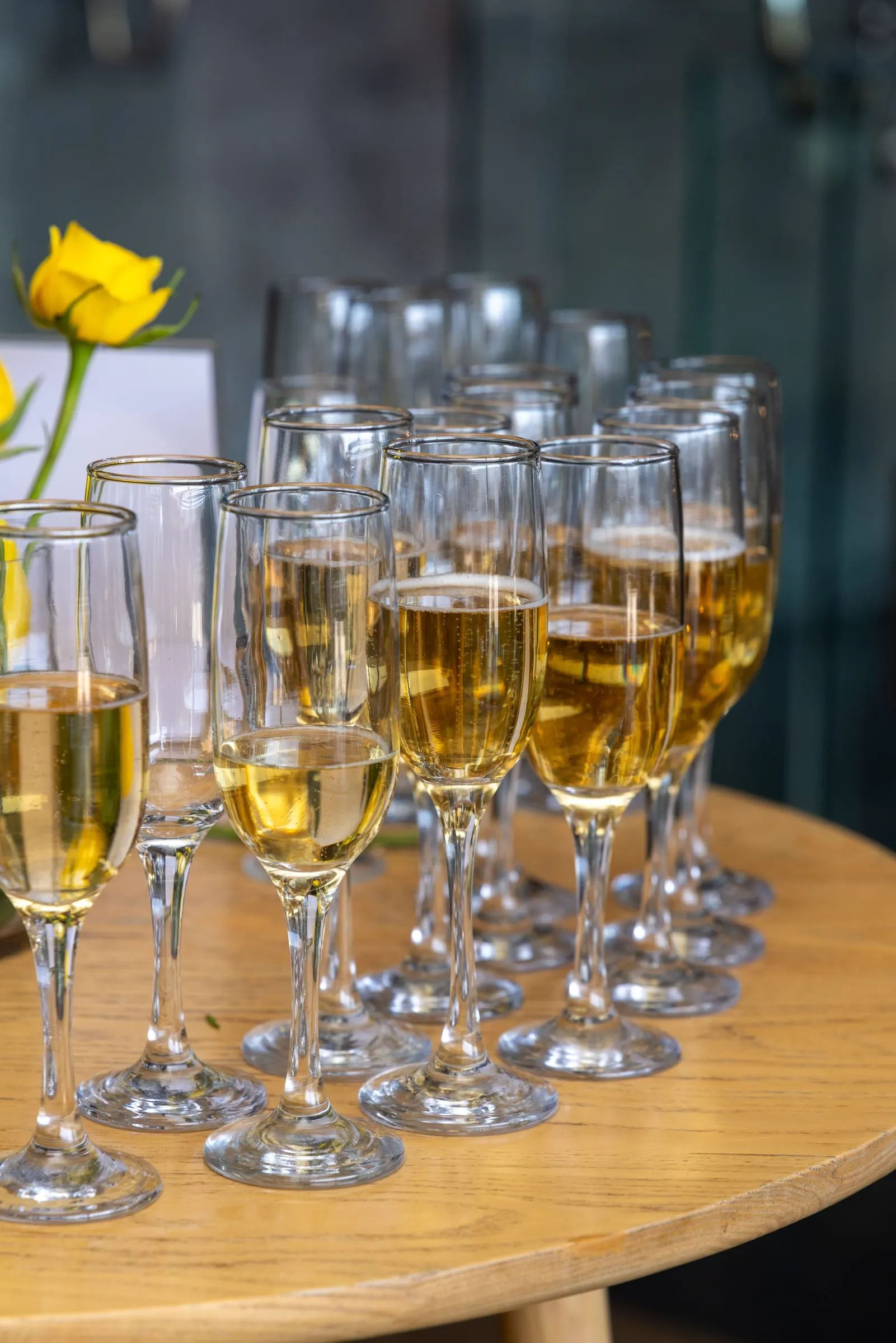 Glasses poured for the welcome