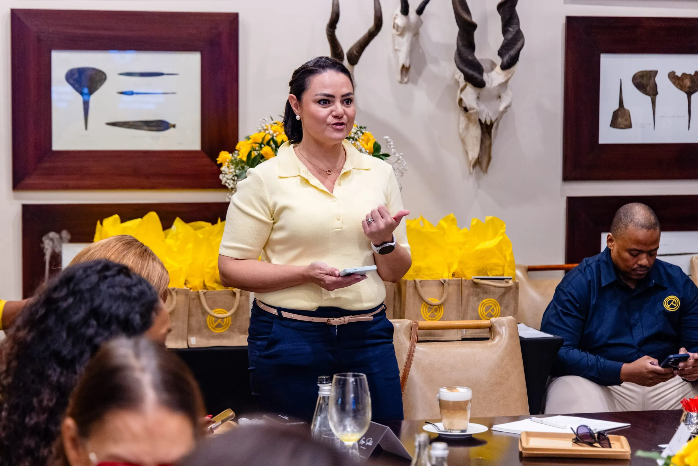 A speaker shares with the room